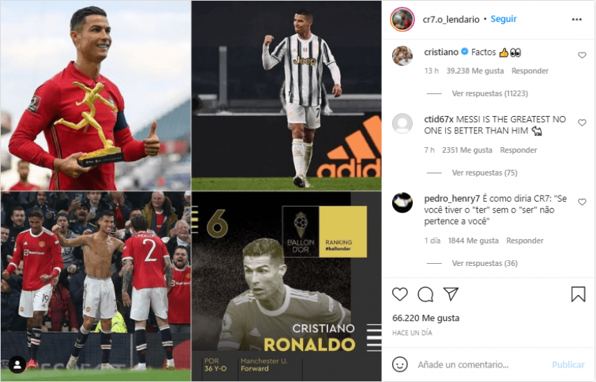El polémico comentario de Cristiano en una publicación contra Messi | Canal Showsport