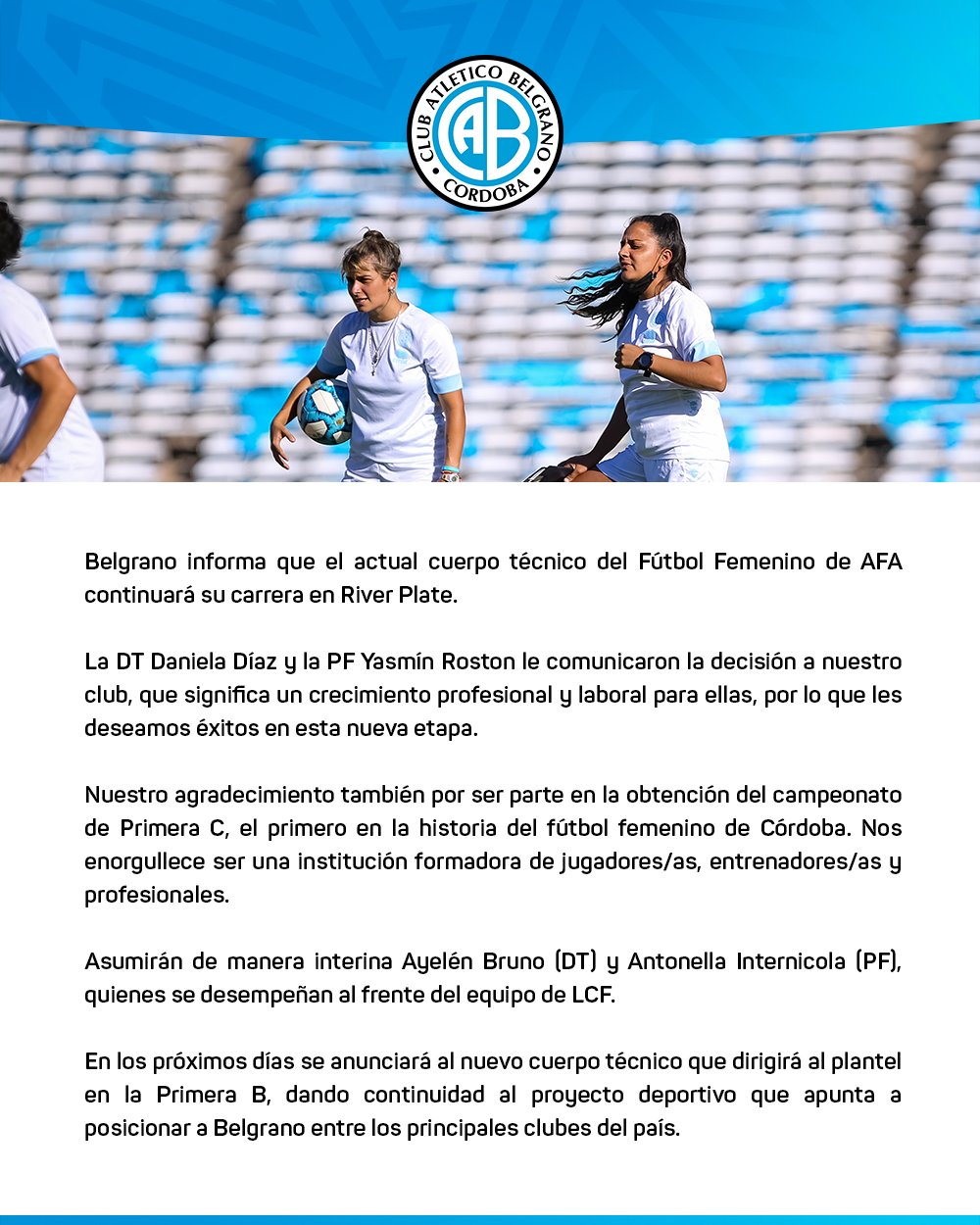 Fútbol femenino: Daniela Díaz y Yasmín Rostón se van de Belgrano |  Showsport del canal