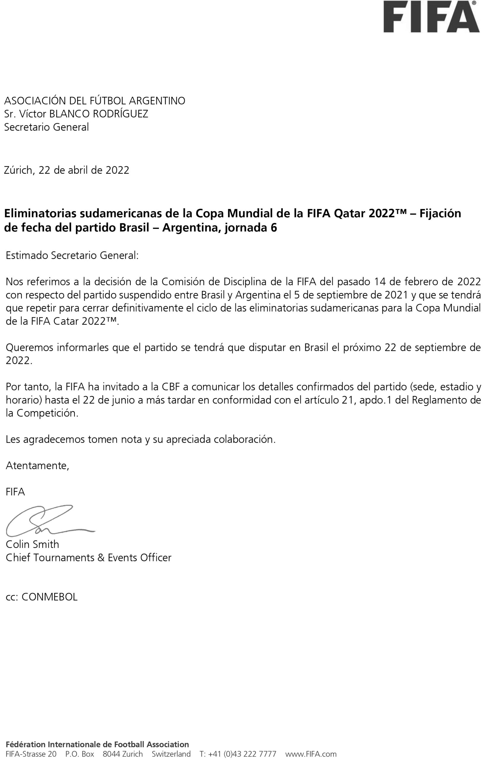 FIFA anunció cuándo se jugará el Brasil - Argentina suspendido por Eliminatorias | Canal Showsport