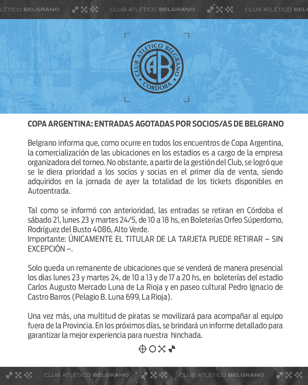Belgrano ya piensa en Copa Argentina y los hinchas agotaron las entradas | Canal Showsport