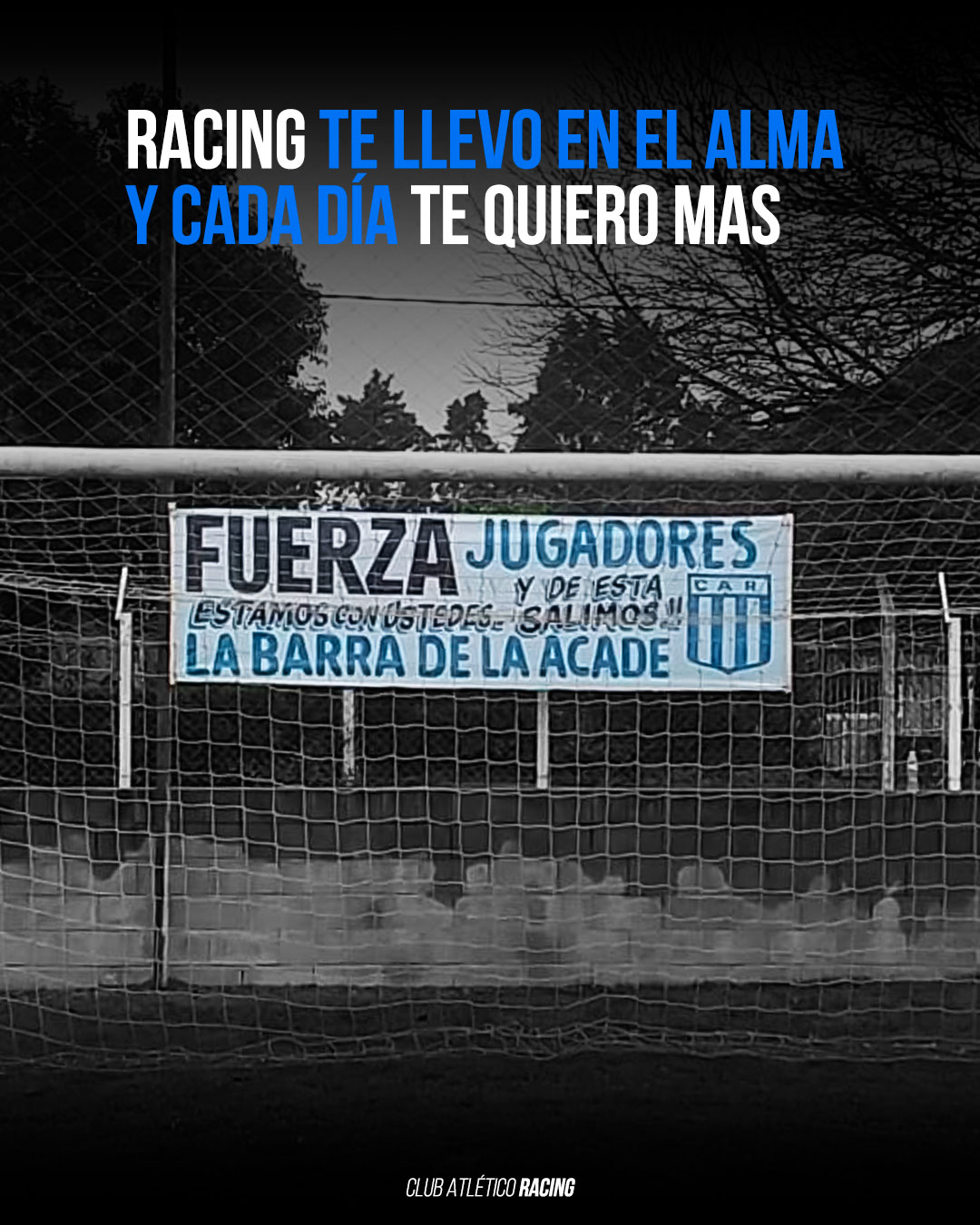 "Fuerza jugadores, estamos con ustedes": el cartel de apoyo a Racing que apareció en el entrenamiento | Canal Showsport