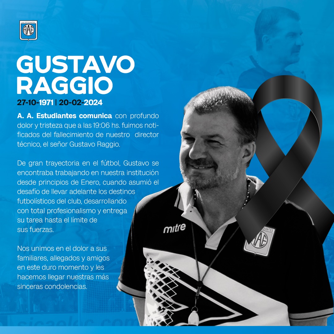 Dolor en el mundo del fútbol: falleció Gustavo Raggio | Canal Showsport