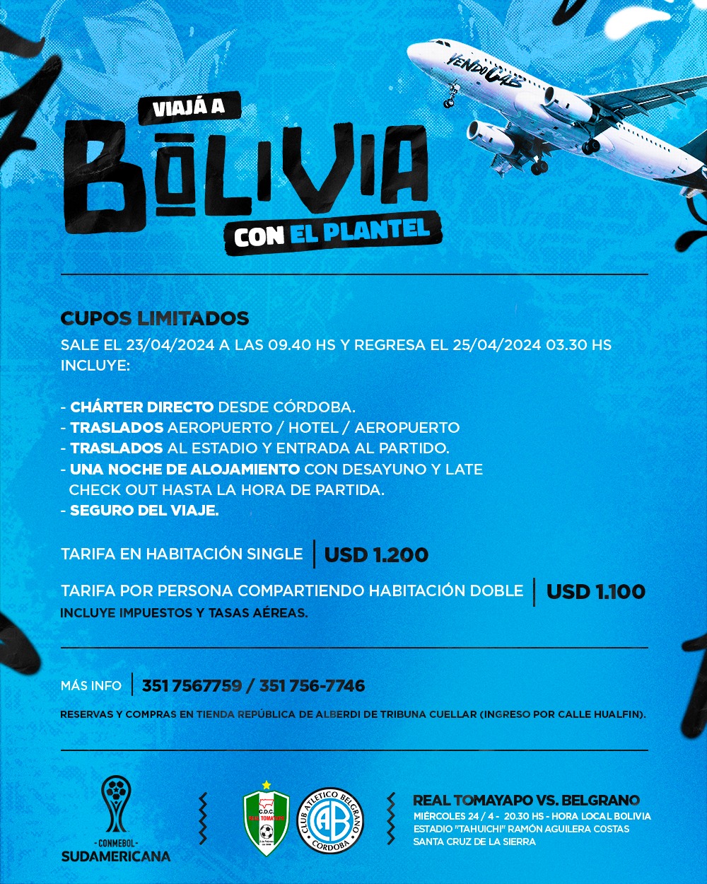 Ahora podés viajar a Bolivia con el plantel de Belgrano para enfrentar a Real Tomayapo | Canal Showsport